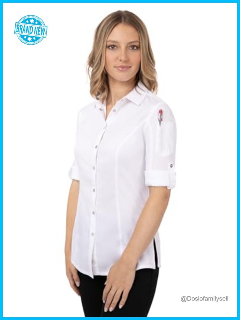 Women's Seville Chef Shirt Mesh Panels Stretch Work Uniform